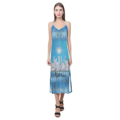 Dresses City Life V-Neck Open Fork Long Dress (Model D18)
