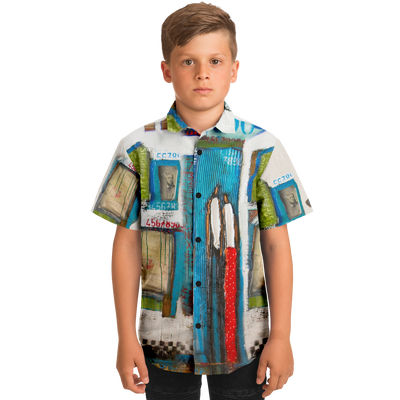 Kids/Youth Short Sleeve Button Down Shirt - AOP Kids Shirt