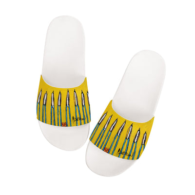 slippers Yellow D30 Slide Sandals - White