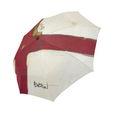 Umbrellas DeBilzan Red & White Abstract Umbrella Automatic Foldable Umbrella (Model U04)
