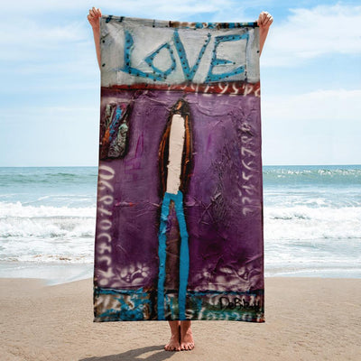 Beach Towel Purple Love Beach Towel