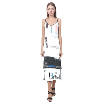Dresses Abstract Series V-Neck Open Fork Long Dress (Model D18)