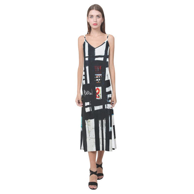 Dresses copy V-Neck Open Fork Long Dress