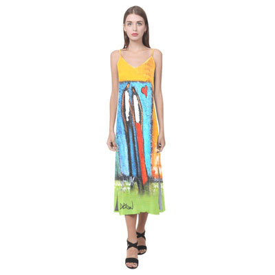 Dresses Feelings V-Neck Open Fork Long Dress (Model D18)