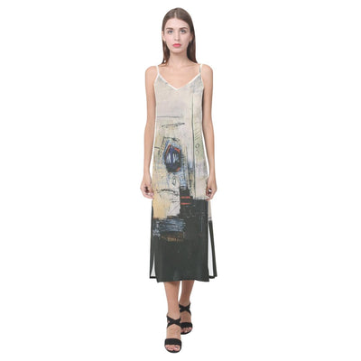 Dresses Intentions Abstract V-Neck  Long Dress