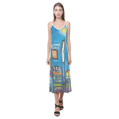 Dresses Island Times  V-Neck Open Fork Long Dress
