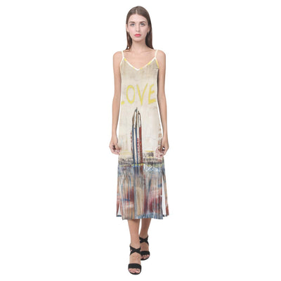 Dresses To Be Loved V-Neck Open Fork Long Dress (Model D18)