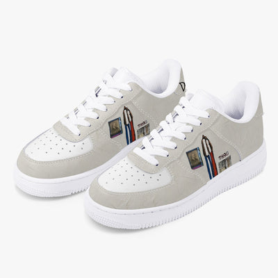 Featured Open arms Low-Top Leather Sports Sneakers