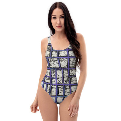 One-Piece Swimsuit Purple Abstract One-Piece Swimsuit