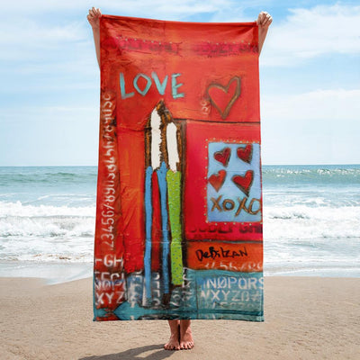 Orange Love Beach Towel
