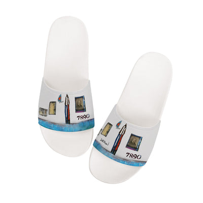 slippers Open arms Slide Sandals - White