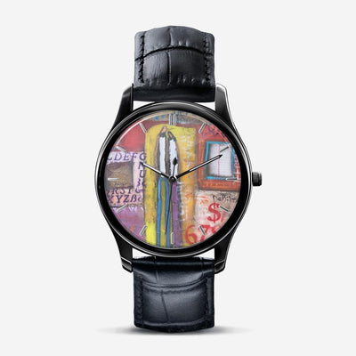 Watch Classic Fashion Unisex Print Black Quartz Watch