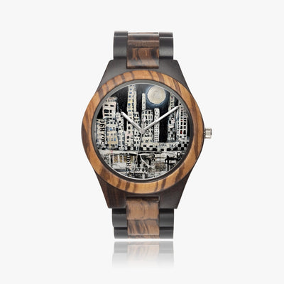 Wooden Quartz Watches New York Night Indian Ebony Wooden Watch